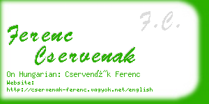 ferenc cservenak business card